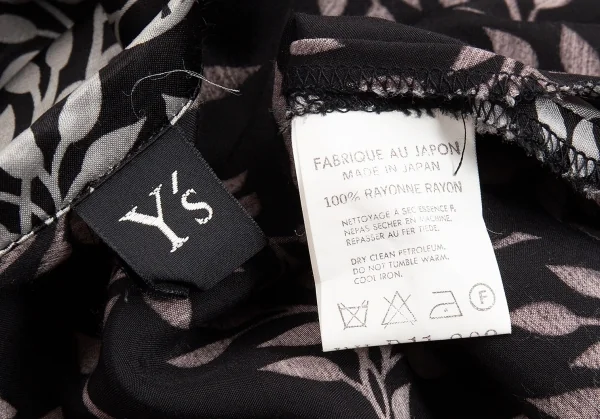 ワイズY's ボタニカルレーヨンノースリーブワンピース 黒グレーM位 K-82140_019