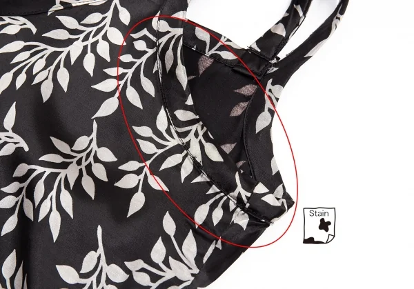 ワイズY's ボタニカルレーヨンノースリーブワンピース 黒グレーM位 K-82140_005