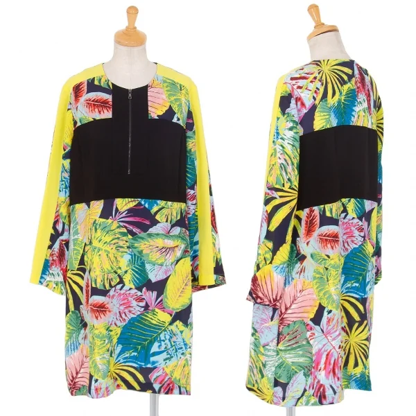 ビーシービージーマックスアズリアBCBGMAXAZRIA ボタニカルプリントハーフジップワンピース マルチM K-82182_001