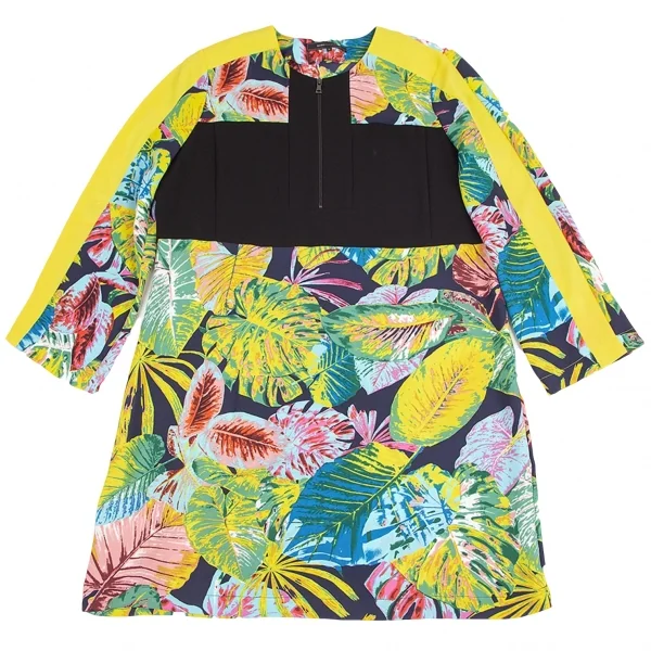 ビーシービージーマックスアズリアBCBGMAXAZRIA ボタニカルプリントハーフジップワンピース マルチM K-82182_002