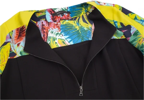 ビーシービージーマックスアズリアBCBGMAXAZRIA ボタニカルプリントハーフジップワンピース マルチM K-82182_005