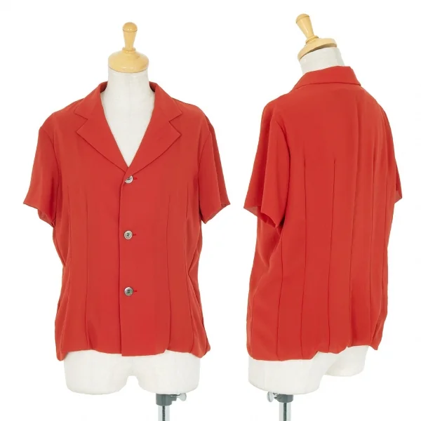 トリココムデギャルソンtricot COMME des GARCONS ポリジョーゼット半袖ブラウス 朱赤M位 K-82185_001