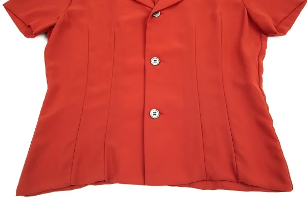 トリココムデギャルソンtricot COMME des GARCONS ポリジョーゼット半袖ブラウス 朱赤M位 K-82185_006