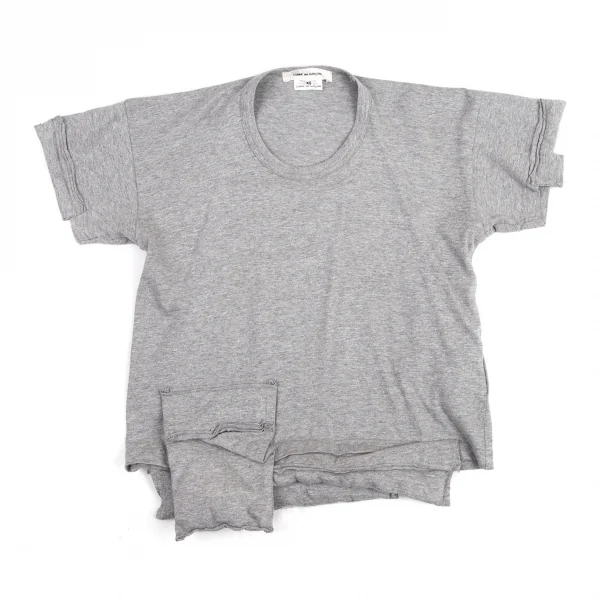コムデギャルソンCOMME des GARCONS ラメプリント裾中綿切替Tシャツ 杢グレーXS K-82205_002