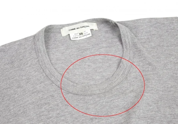 コムデギャルソンCOMME des GARCONS ラメプリント裾中綿切替Tシャツ 杢グレーXS K-82205_003