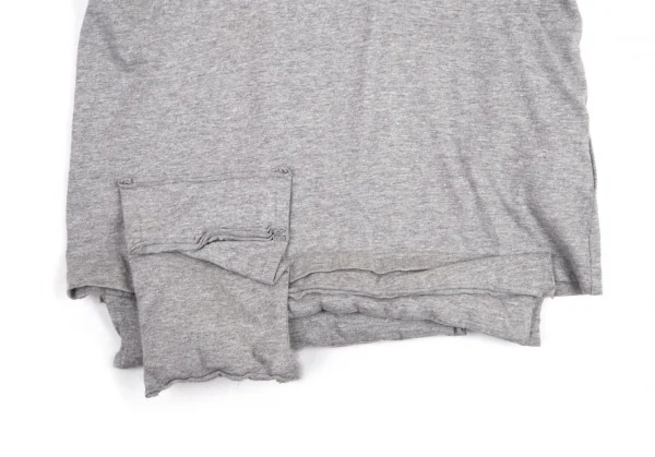 コムデギャルソンCOMME des GARCONS ラメプリント裾中綿切替Tシャツ 杢グレーXS K-82205_007