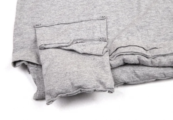 コムデギャルソンCOMME des GARCONS ラメプリント裾中綿切替Tシャツ 杢グレーXS K-82205_008