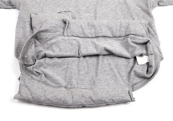 コムデギャルソンCOMME des GARCONS ラメプリント裾中綿切替Tシャツ 杢グレーXS K-82205_009