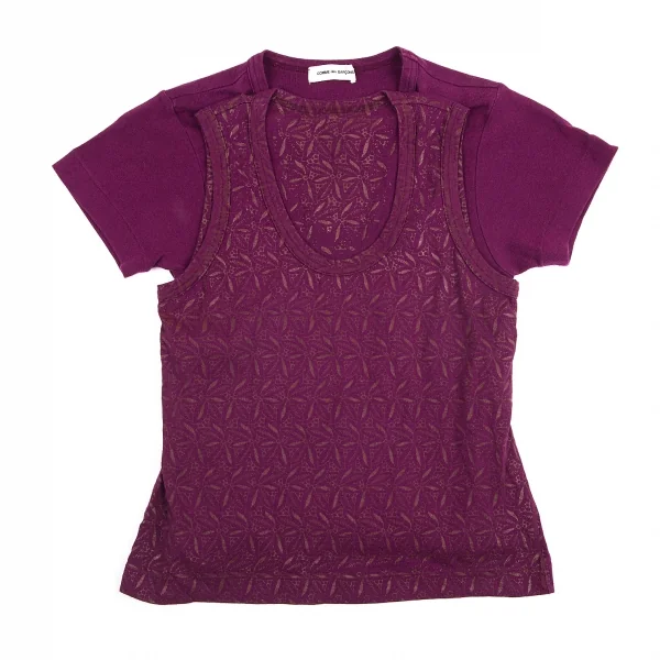 コムデギャルソンCOMME des GARCONS タンクトップ貼り付けデザインTシャツ 紫S位 K-82206_002