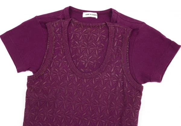 コムデギャルソンCOMME des GARCONS タンクトップ貼り付けデザインTシャツ 紫S位 K-82206_003