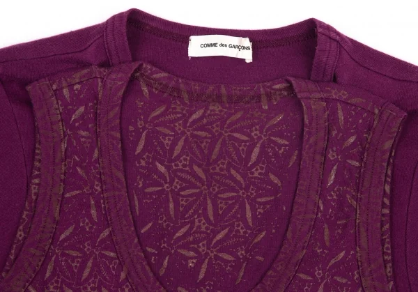 コムデギャルソンCOMME des GARCONS タンクトップ貼り付けデザインTシャツ 紫S位 K-82206_004