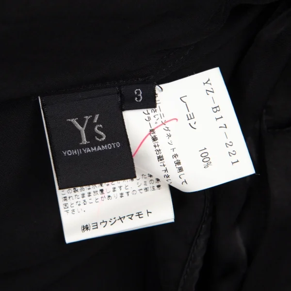 ワイズY's レーヨンサテンヘンリーネックシャツ 黒3 K-82212_017