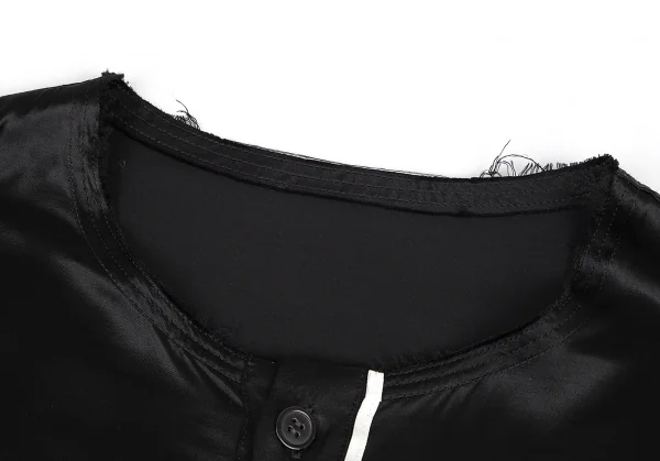 ワイズY's レーヨンサテンヘンリーネックシャツ 黒3 K-82212_005
