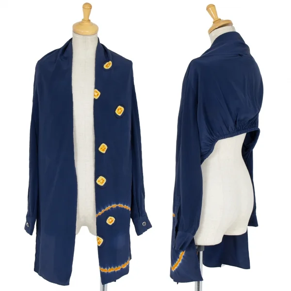 ヨウジヤマモト ノアールYohji Yamamoto NOIR シルク絞り染めボレロ 紺2 K-82215_001