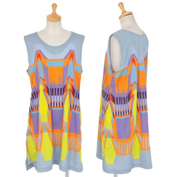 イッセイミヤケ ミーISSEY MIYAKE me メッシュグラフィック編み替えノースリーブチュニック マルチF K-82269_001