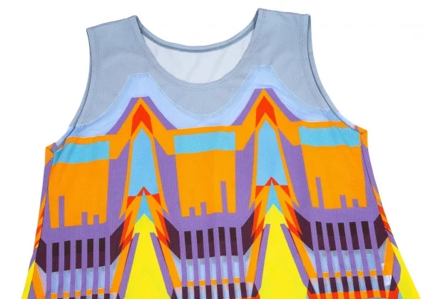 イッセイミヤケ ミーISSEY MIYAKE me メッシュグラフィック編み替えノースリーブチュニック マルチF K-82269_003