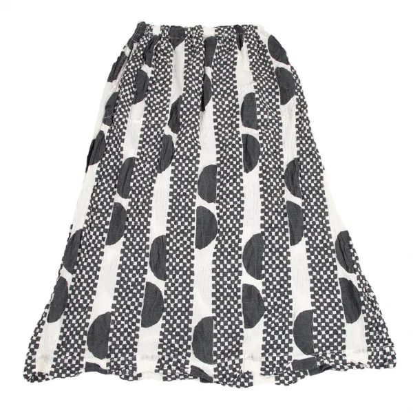 イッセイミヤケ ミーISSEY MIYAKE me チェックストライプAラインスカート オフ黒F K-82271_002