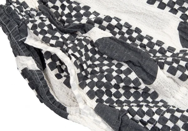 イッセイミヤケ ミーISSEY MIYAKE me チェックストライプAラインスカート オフ黒F K-82271_005