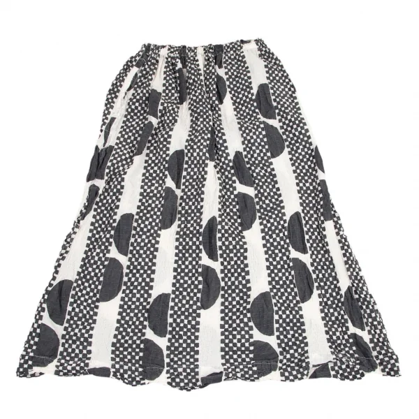 イッセイミヤケ ミーISSEY MIYAKE me チェックストライプAラインスカート オフ黒F K-82271_008