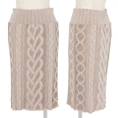 プリーツプリーズエーポックPLEATS PLEASE A-POC ケーブル織りメッシュニットスカート モカ