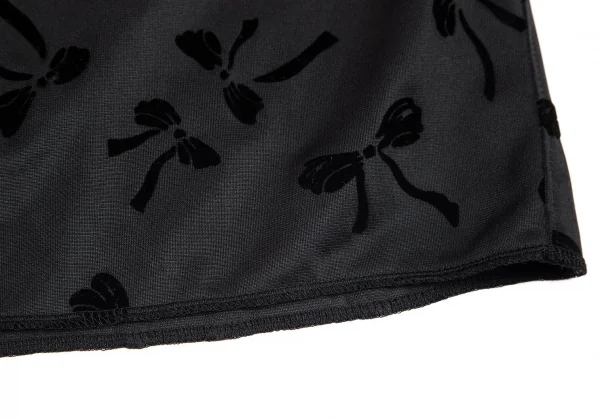 ローブドシャンブル コムデギャルソンrobe de chambre COMME des GARCONS リボンフロッキーポリ半袖ブラウス 黒M位 K-82300_010