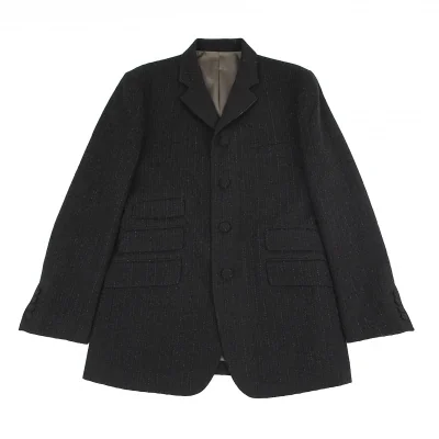 ジャンポールゴルチエ オムJean Paul GAULTIER HOMME 起毛ウールナイロンストライプジャケット 黒