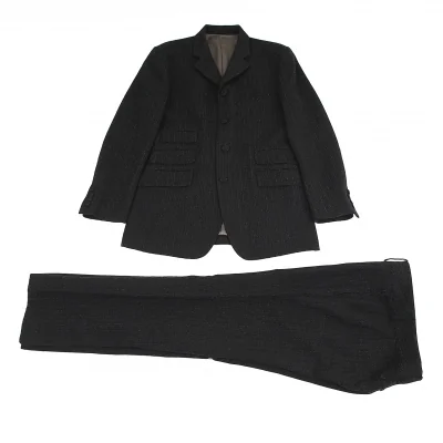 ジャンポールゴルチエ オムJean Paul GAULTIER HOMME 起毛ウールナイロンストライプセットアップ 黒