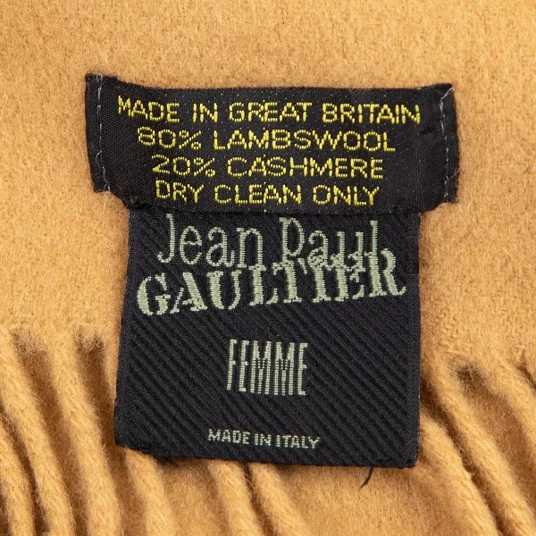 ジャンポールゴルチエ ファムJean Paul GAULTIER FEMME カシミヤフリンジマフラー キャメル K-82334_008