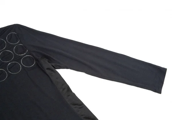 イッセイミヤケ フェットISSEY MIYAKE FETE プリント切替ハイネックカットソー 濃紺黒M位 K-82341_011
