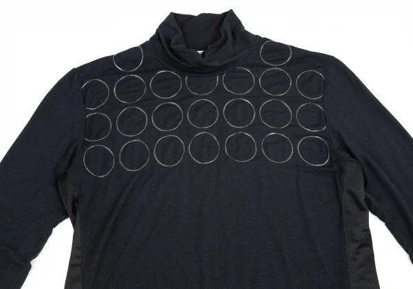 イッセイミヤケ フェットISSEY MIYAKE FETE プリント切替ハイネックカットソー 濃紺黒M位 K-82341_003