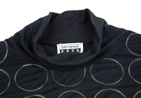イッセイミヤケ フェットISSEY MIYAKE FETE プリント切替ハイネックカットソー 濃紺黒M位 K-82341_005