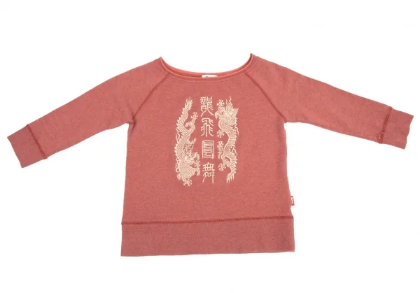 ヴィヴィアンタムVIVIENNETAM ドラゴン刺繍七分袖ストレッチスウェット 赤0 K-82346_002