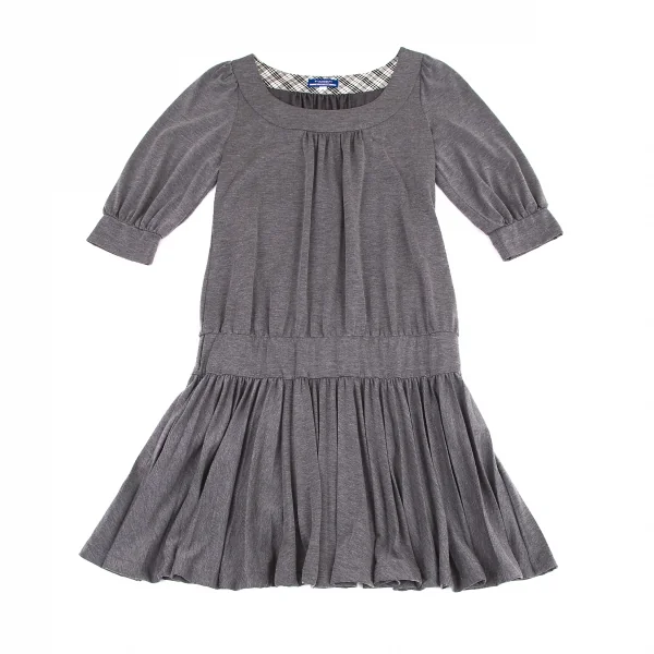 バーバリー ブルーレーベルBURBERRY BLUE LABEL ギャザーワンピース グレー38 K-82348_002