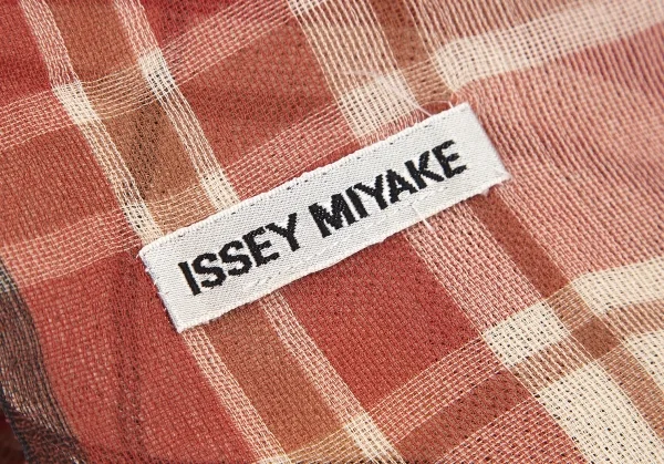 イッセイミヤケISSEY MIYAKE チェックストール ベージュ赤 K-82355_009