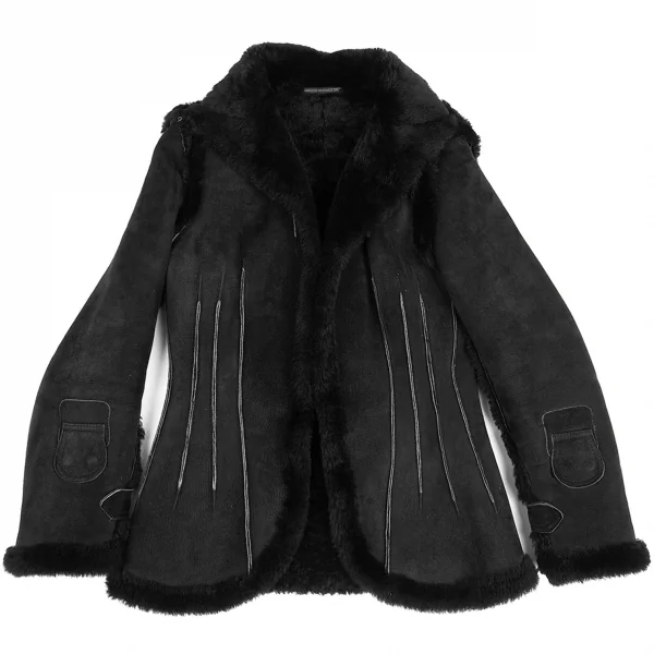 Yohji Yamamoto FEMME Mouton Leather Jacket Black S (K-82373)