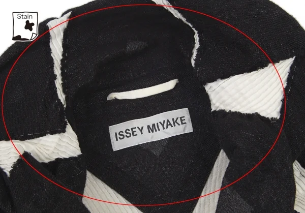 イッセイミヤケISSEY MIYAKE プリーツ織り変え幾何学ジャガードジャケット 黒グレー白2 K-82440_005