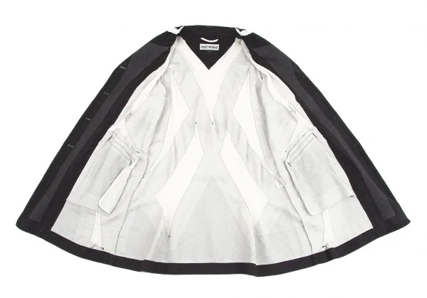イッセイミヤケISSEY MIYAKE プリーツ織り変え幾何学ジャガードジャケット 黒グレー白2 K-82440_012