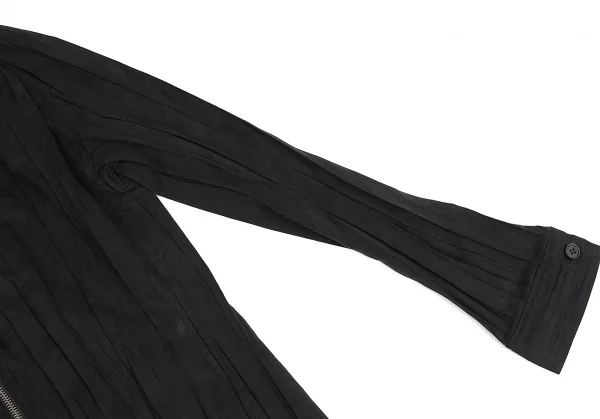 イッセイミヤケ ホワイトレーベルISSEY MIYAKE WHITELABEL フェイクスウェードジップシワプリーツブルゾン 黒3 K-82447_004