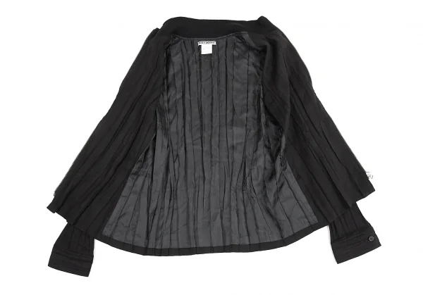 イッセイミヤケ ホワイトレーベルISSEY MIYAKE WHITELABEL フェイクスウェードジップシワプリーツブルゾン 黒3 K-82447_008