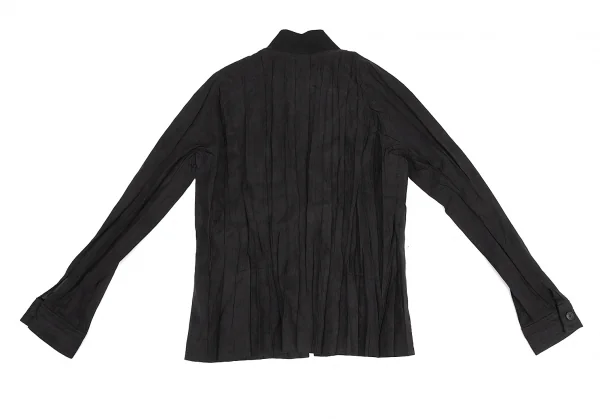 イッセイミヤケ ホワイトレーベルISSEY MIYAKE WHITELABEL フェイクスウェードジップシワプリーツブルゾン 黒3 K-82447_009