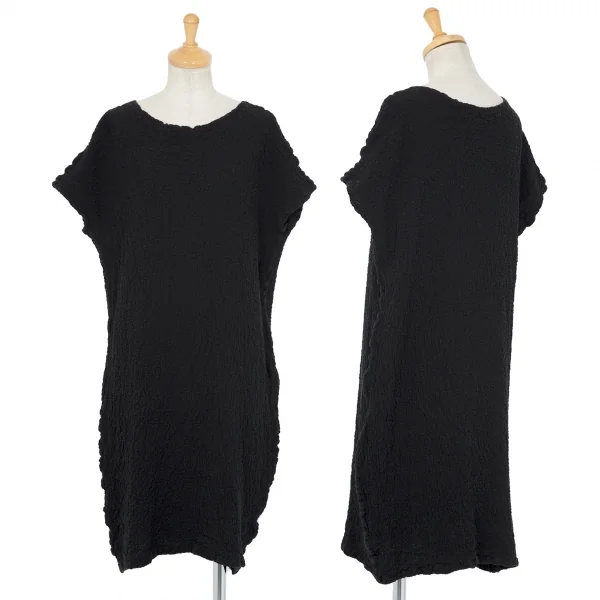 ISSEY MIYAKE me Dyed Wrinkled Stretch Dress Black S-M K-82500_001
