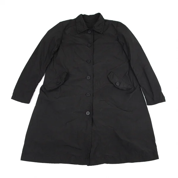 イッセイミヤケミーISSEY MIYAKE me ポリナイロンステンカラーコート 黒M位 K-82502_002