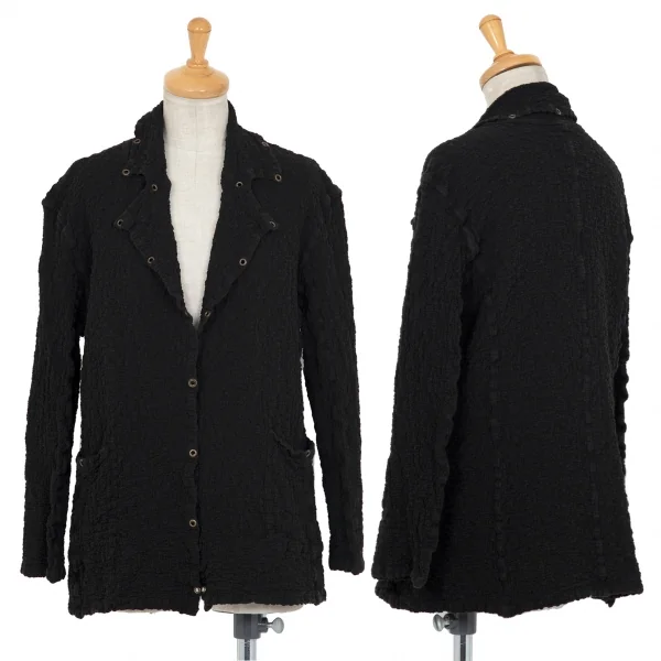 ISSEY MIYAKE me Wrinkled Eyelet Jacket Black S-M K-82503_001