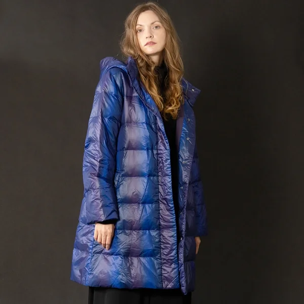 プリーツプリーズPLEATS PLEASE グラデーショングラフィックダウンコート 青5 K-82529_013