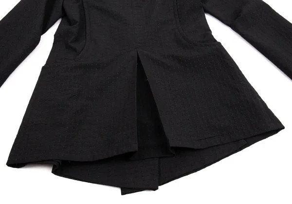 イッセイミヤケ フェットISSEY MIYAKE FETE 刺し子ドビーギャザーラペルロングジャケット 黒3 K-82544_014