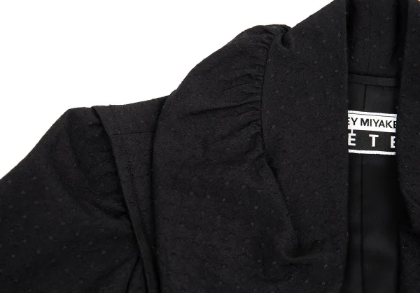 イッセイミヤケ フェットISSEY MIYAKE FETE 刺し子ドビーギャザーラペルロングジャケット 黒3 K-82544_004