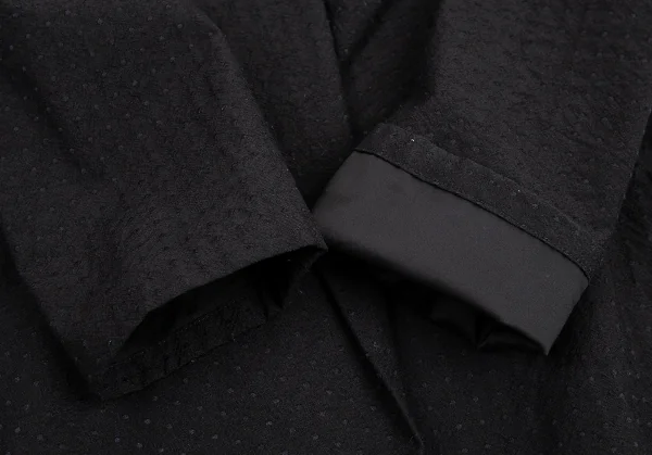 イッセイミヤケ フェットISSEY MIYAKE FETE 刺し子ドビーギャザーラペルロングジャケット 黒3 K-82544_006