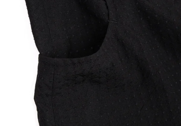 イッセイミヤケ フェットISSEY MIYAKE FETE 刺し子ドビーギャザーラペルロングジャケット 黒3 K-82544_008