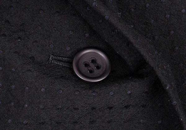 イッセイミヤケ フェットISSEY MIYAKE FETE 刺し子ドビーギャザーラペルロングジャケット 黒3 K-82544_009