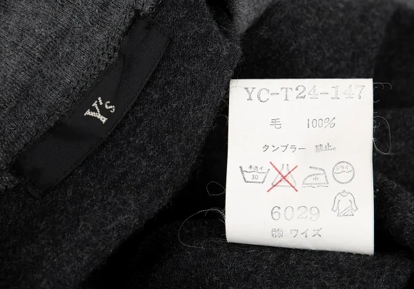 ワイズY's フロントレイヤードデザインハイネックウールトップス グレーM位 K-82551_013